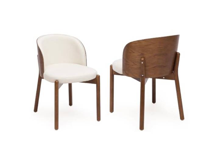 BXEYXE 2 Esszimmerstühle aus Massivholz, bequem und atmungsaktiv, geeignet für Esszimmer, Wohnzimmer, Cafés, moderner Stil, Leinenstoff, Eschen-Massivholzfurnier, Walnussholzfarbe