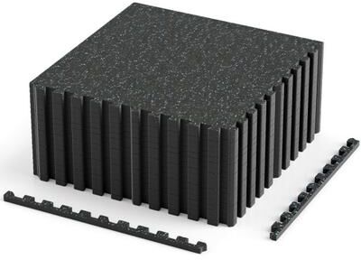 Costway 0.55 inch Thick Rubber Top Exercise Mat 70 Sq Ft with Boarders-Blue