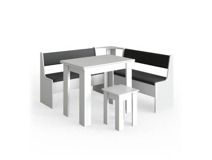 Groupe de banquettes d'angle Roman 150x150cm avec table Blanc Vicco 34310