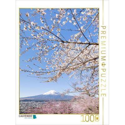 CALVENDO Puzzle Charmanter Blick auf den Fuji bei Kirschblüte | 1000 Teile Lege-Größe 64x48cm Foto-Puzzle für glückliche Stunden