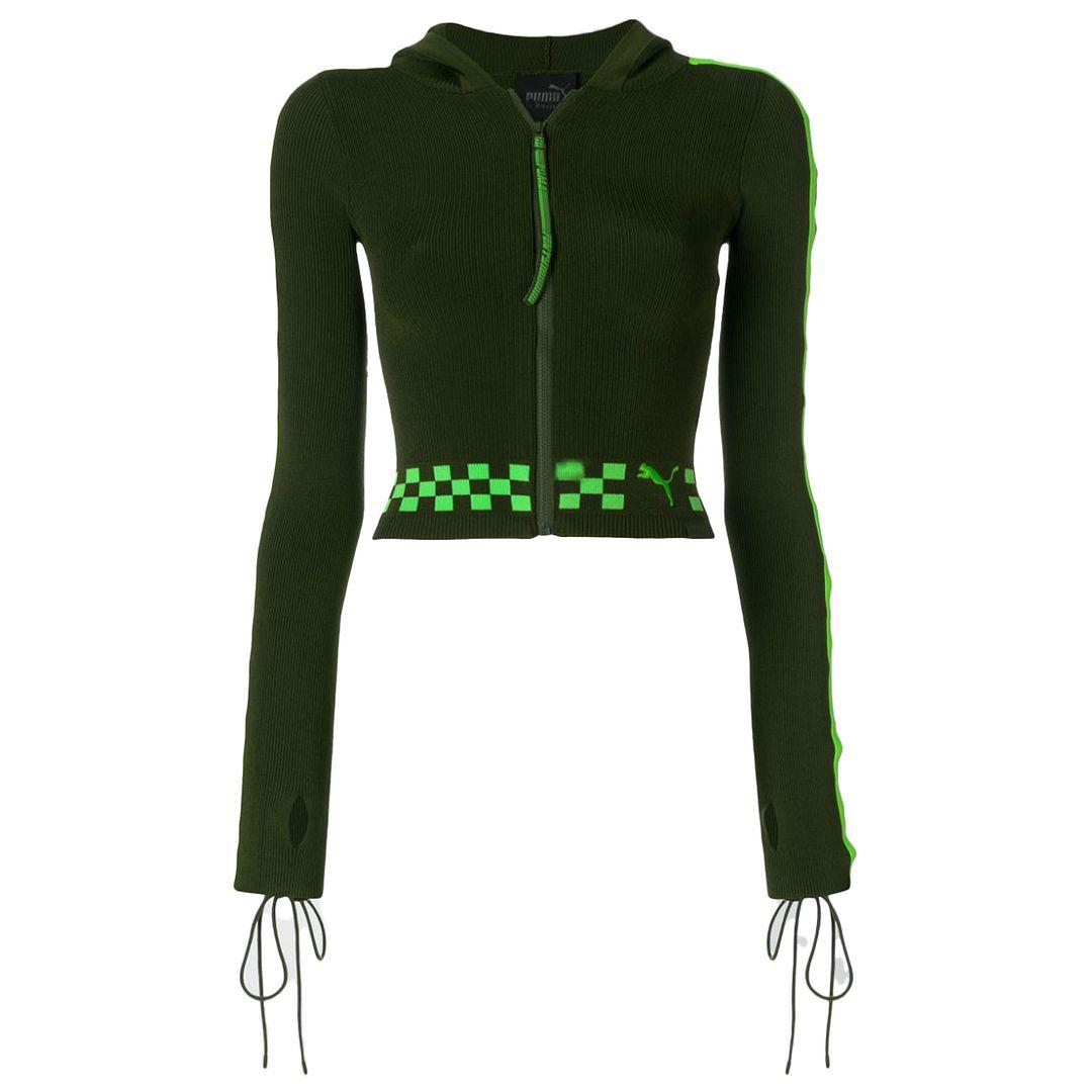 Puma x Rihanna Fenty Zip Up Green Womens Schnürhülle Pullover 577245 02