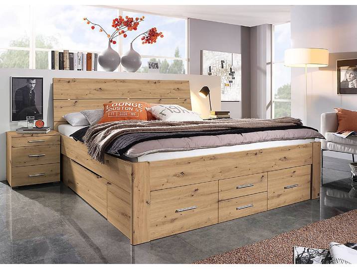 Kopfteil 185cm Braun/Eiche Artisan Dekor mit Beleuchtung