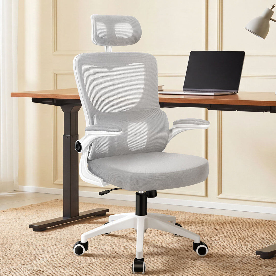 Rebrilliant Mesh and Foam Padding Office Chair with Headrest Grey/White 63cm W X 63cm D
