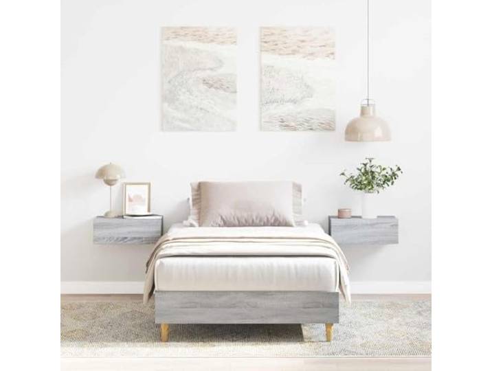 Plattformbettgestell Sonoma Eiche Grau 203x93 cm Holzwerkstoff Stabiler Rahmen, ohne Lattenrost nutzbar, minimalistisches Design, einfache Reinigung, für Schlafzimmer