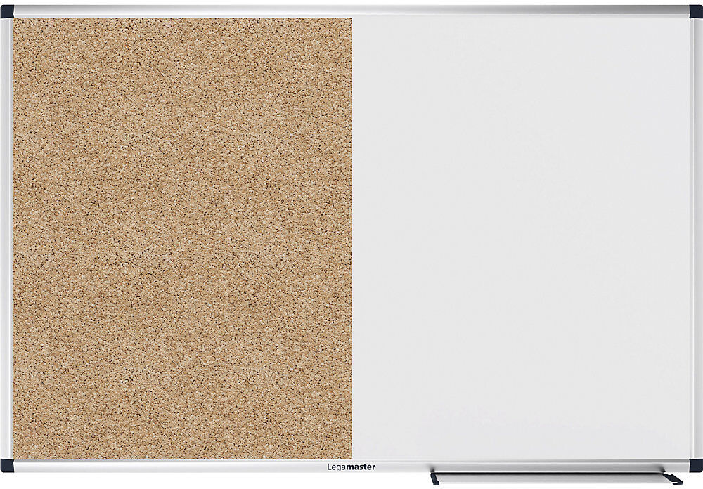 UNITE Kombiboard, Kork und magnetischer Stahl, BxH 900 x 600 mm, weiß/Kork Legamaster