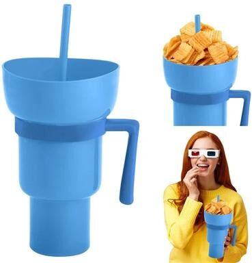 Uplifted Finds 2 In 1 High Capacity Stadium Snack & Beverage Cup blue