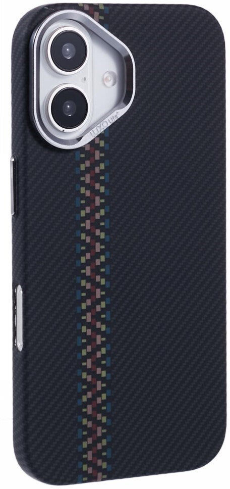 iPhone 16 - EIDERWOOD Mønstret Carbon Cover - MagSafe Kompatibel - Dark ZigZag Pattern