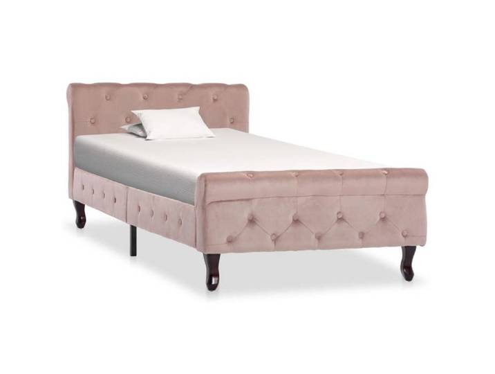 Cadre lit rose velours 90x200 cm moelleux design féminin chambre compacte luxueux