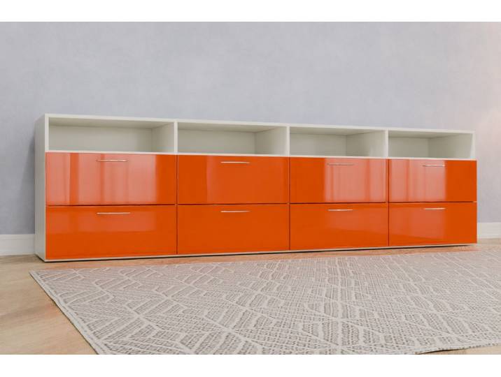 TV-Möbel nach Maß - RAL 2004 Reinorange - 77x279x52cm - Individuell konfigurieren