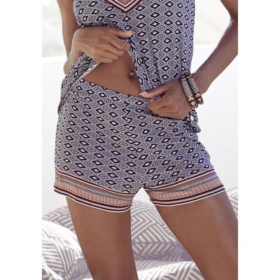 Pyjamashorts, Damen, Gr. 36/38, N-Gr, braun (braun gemustert), Single Jersey, Obermaterial: 100% Viskose, VIVANCE DREAMS BY LASCANA, gemustert, bequem kurz, Hosen, in schönem Ethno-Design