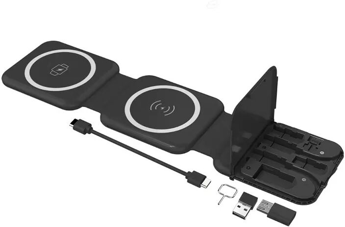 INF Magnetisches 3-in-1-Ladegerät für Telefon, Ohrhörer und Uhr Schwarz