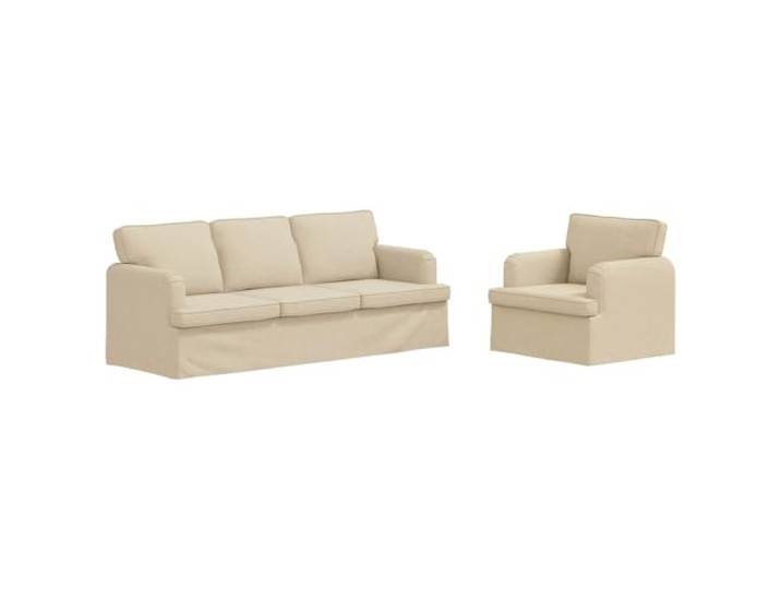 Coespram Sofaset 2-teilig Ecksofa Modular Stoff Couch Creme Schwarz Ergonomische Polsterecke für Wohnzimmer und Schlafzimmer mit atmungsaktivem Stoffbezug und stabilem Metallrahmen.