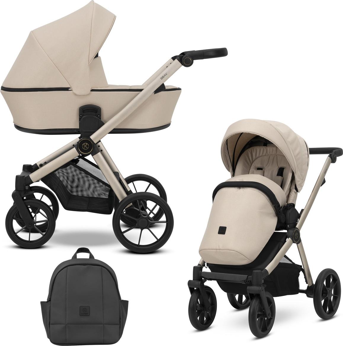 Kinderwagen Kunert Brav 2in1 - Champagnerfarbene Rahmen - Farbe: Creme