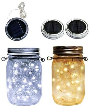 Uplifted Finds Solar Fairy Light Replacement Lid   Waterproof Glass Jar Decorative LED String Light Accessories d80 Warm Light