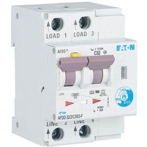 EATON Brandschutzschalter AFDD-32/2/C/003-F, 3 TE, 32 A, AFDD + FI / LS-Schalter (Typ F / Typ C), 2-polig