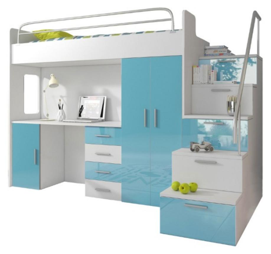 Doppelstockbett Etagenbett Bett Kinderbett Jugendbett Hochbett Blau Kinderzimmer