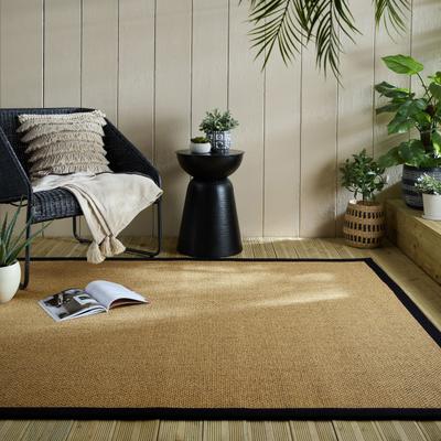 Teppich FLAIR RUGS "Sisal Look", schwarz, B:160cm H:6mm L:230cm, Kunstfaser, Teppiche, Teppich, Sisal Look Border Indoor Outdoor Bodenläufer Teppich
