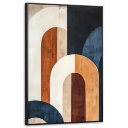 LEINWAND Bilder mit Rahmen - Abstrakt - Formen - Dunkelblau - 80x120