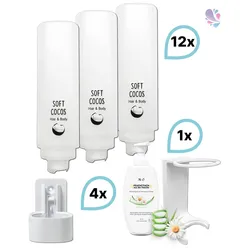 KOMPLETT-SET Duscherlebnis 12x425ml verschied. Düfte, 1x300ml Intim Reinigungsschaum+ 5x Wandhalterung