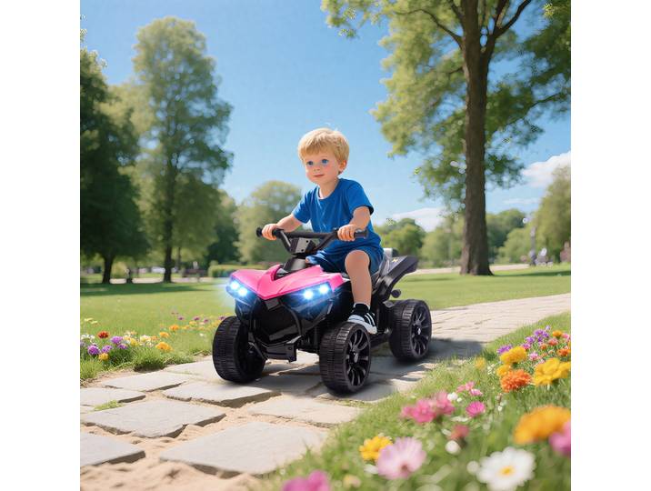 AIYAPLAY Quad Électrique Enfant 6V Rose LED 70x42x45 cm