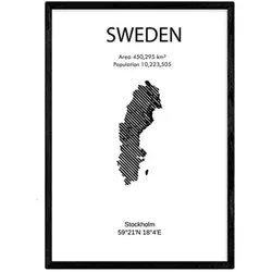 POSTER Länder & Kontinente Schweden A4 Rahmenlos
