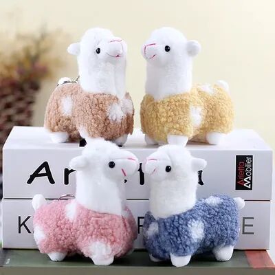 DynamicDeals Fluffy Alpaca Plush Toy Keychain Pillow For Kids And Cute Room Decor pink 1pc