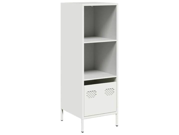 HKTMGDNG Highboard Weiß 35x39x103,5 cm Beistellschrank Metall Schlankes Standregal für Schlafzimmer und Büro mit Auszugskasten und zwei Fächern für strukturierte Ordnung.