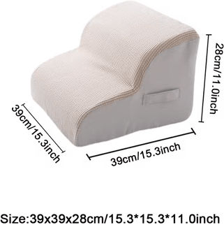 Inspire Curations PawEase Pet Ramp & Dog Stairs For Bed With Joint Support beige 2 Step
