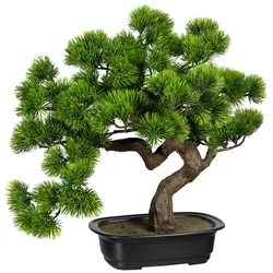CREATIV green künstliche Pflanze Bonsai Kiefer ca 40x40cm, in Kunststoffschale 22x15x6cm, schwarz