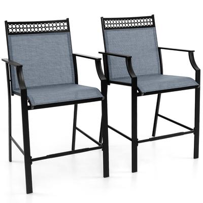 Helloshop26 - Set aus 2 Barhockern 66 x 62 x 114 cm bieten optimalen Komfort und eleganten Stil in blauem Metall