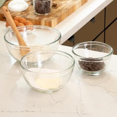 Libbey Baker's Basics 3 Piece Glass Mixing Bowl Set, Multi-Size - Set of 3