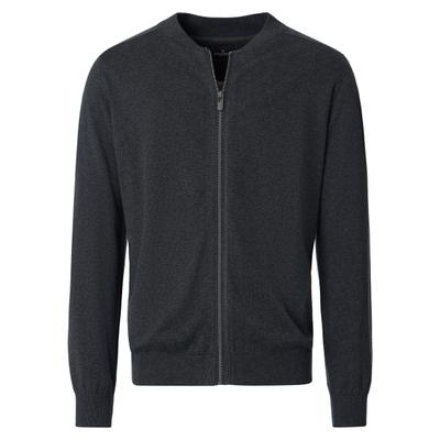 Strickjacke CASAMODA "CASAMODA Strickjacke uni", Herren, Gr. XXL, grau (anthrazit), 100% Baumwolle, Strickjacken Strickjacke