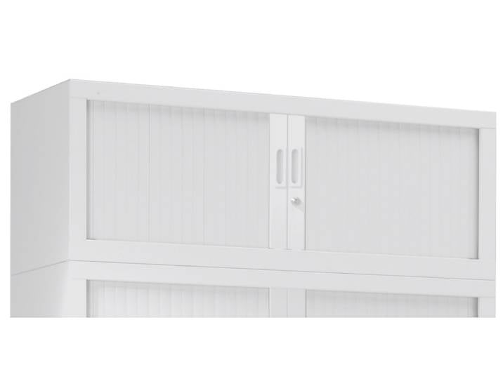 Réhausse Armoire à rideaux métal monobloc Généric - H.44 x L.120 cm - Corps Blanc - Rideaux Blanc