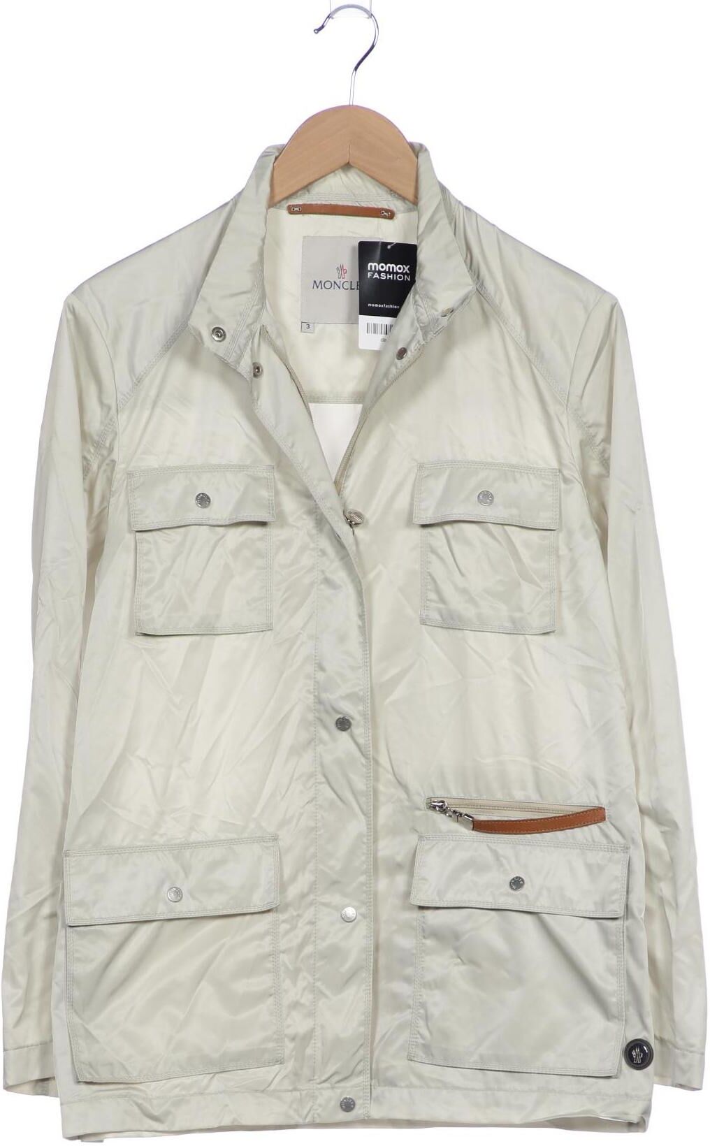Moncler Damen Jacke, Cremeweiß, Gr. XL, Synthetik / Leder - Second Hand