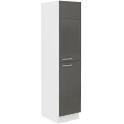 Küchen Midi Hochschrank 30 Lara Grau Glanz + Weiss matt Küchenzeile Küchenblock