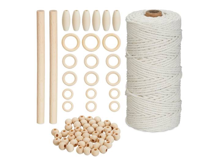 Makramee Set Weiss-Hellbraun