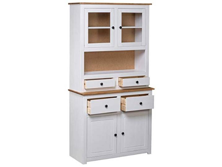 YUTAASU Highboard Kiefernholz Massiv 93x40,5x180 cm Weiß