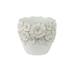 Übertopf Blumen   ¦ grau ¦ Zement ¦ Maße (cm): B: 17 H: 15