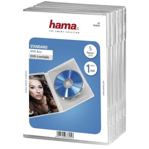 Hama DVD-hoezen voor DVD, CD en Blu-ray met coverfolie, 5 stuks, transparant