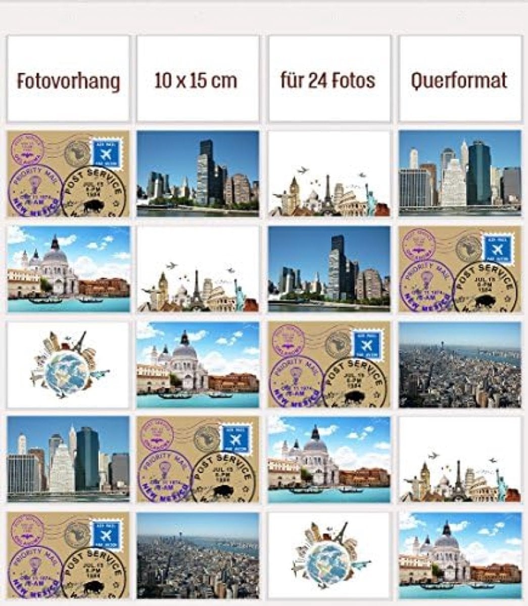 PromoHome Fotogordijn Transparant voor 24 Foto's van 10x15 cm - Wanddecoratie Fotocollage