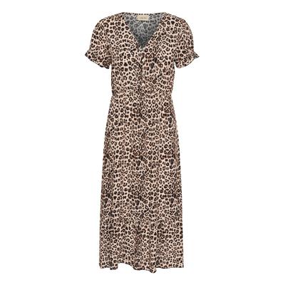 Midikleid CREAM "Damen Kleid CRLina", Damen, Gr. S/M, N-Gr, beige (animal neutral), Obermaterial: 100% Viskose CV., Kleider Midikleid