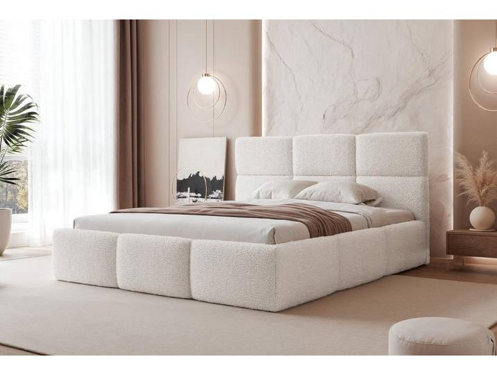 Compleo Polsterbett Elegant, Designbett, Luxus-Bett mit Lattenrost Bouclé CANDE