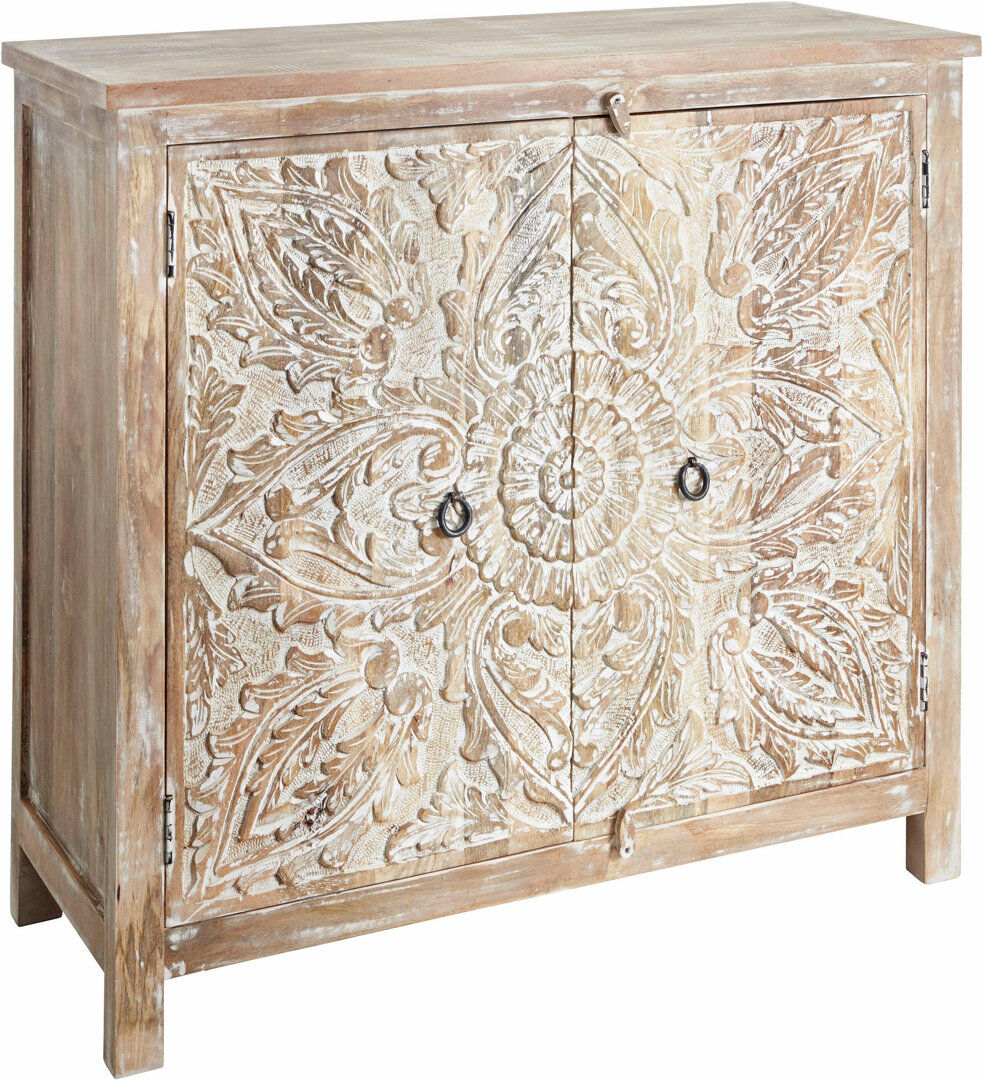 World Menagerie Mera 107 cm W Mango Solid Wood Highboard Beige 101cm H X 107cm W X 43cm D