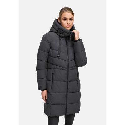 Winterjacke MARIKOO "Natsukoo XVI", Damen, Gr. XL, grau (anthrazit), Obermaterial: 100% Polyester, Jacken Winterjacke, Stepp Mantel mit großer Kapuze, Topseller