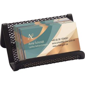 Q-Connect Visitenkartenhalter KF04728, aus Metall, schwarz, 1 Fach für 50 Karten