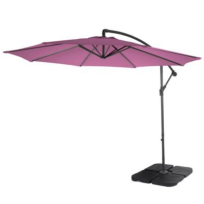 Mendler Ampelschirm Acerra, Sonnenschirm Sonnenschutz, Ø 3m neigbar, Polyester/Stahl 11kg ~ lavendel-rot mit Ständer