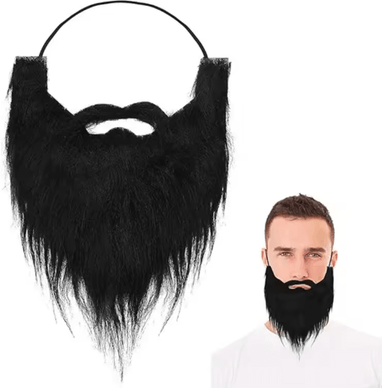 Inspire Picks Fake Party Beard Costume Long Santa Claus & Halloween Beard For Dress Up black