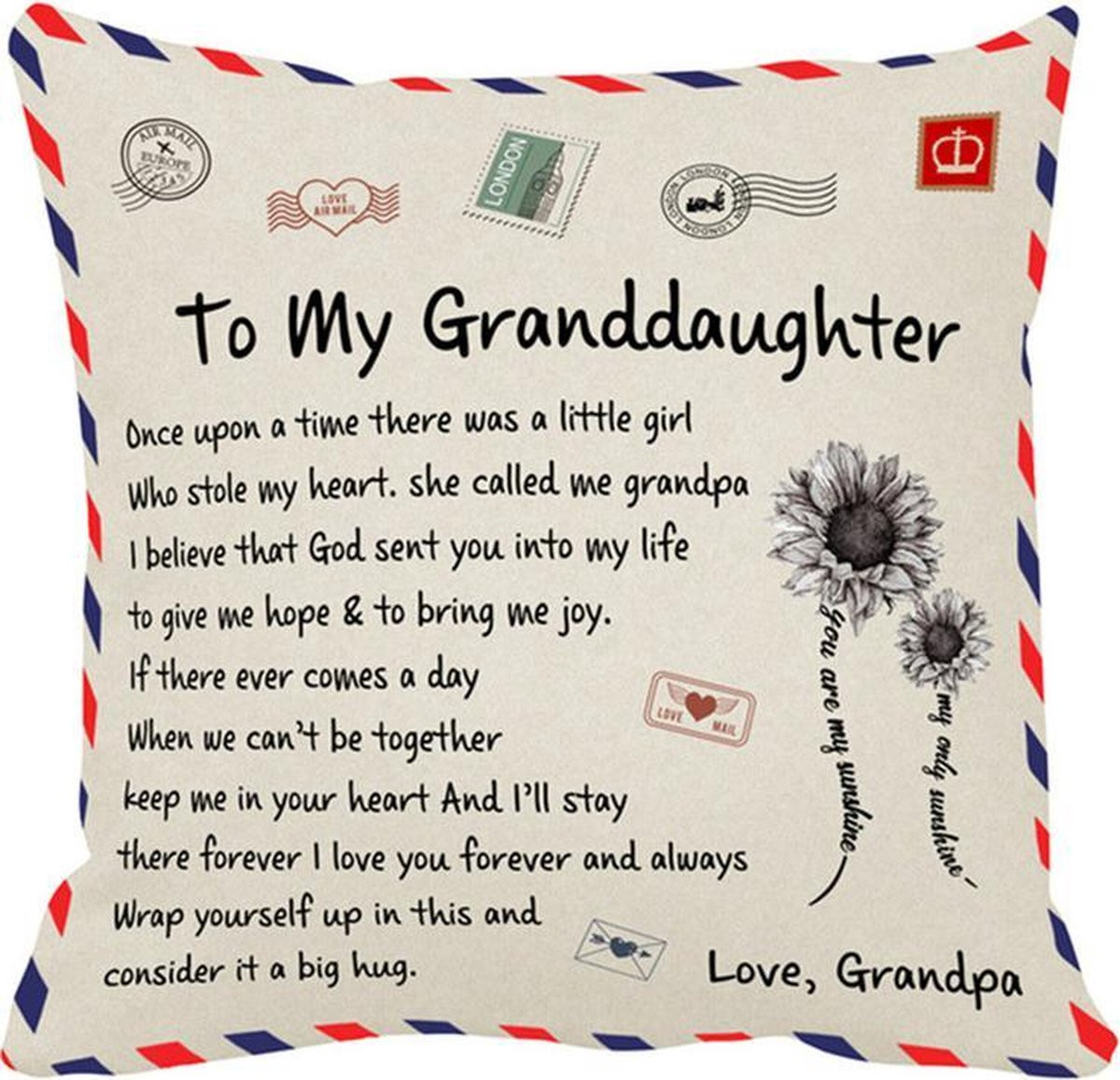 TDR Sierkussensloop To my granddaughter - 45 x 45 cm