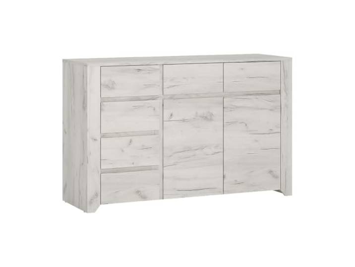 Lomadox Kommode Sideboard in Craft Eiche weiß