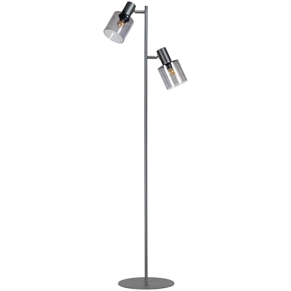 ETH Sledge Glass vloerlamp met 2 rookglazen lampen in zwart en grijs